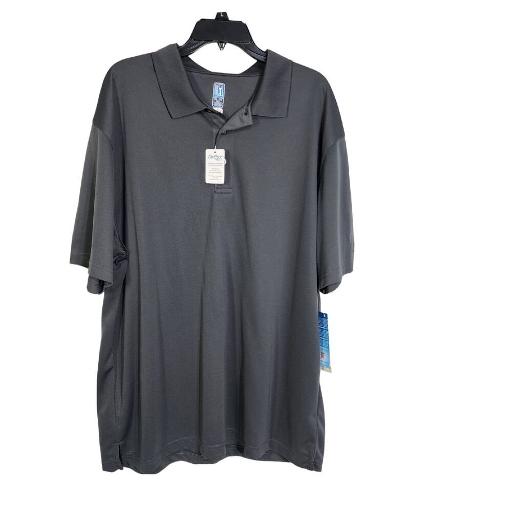 PGA Tour Mens Polo Shirt Size XXL Gray Airflux Moisture Wicking Short Sleeve UPF